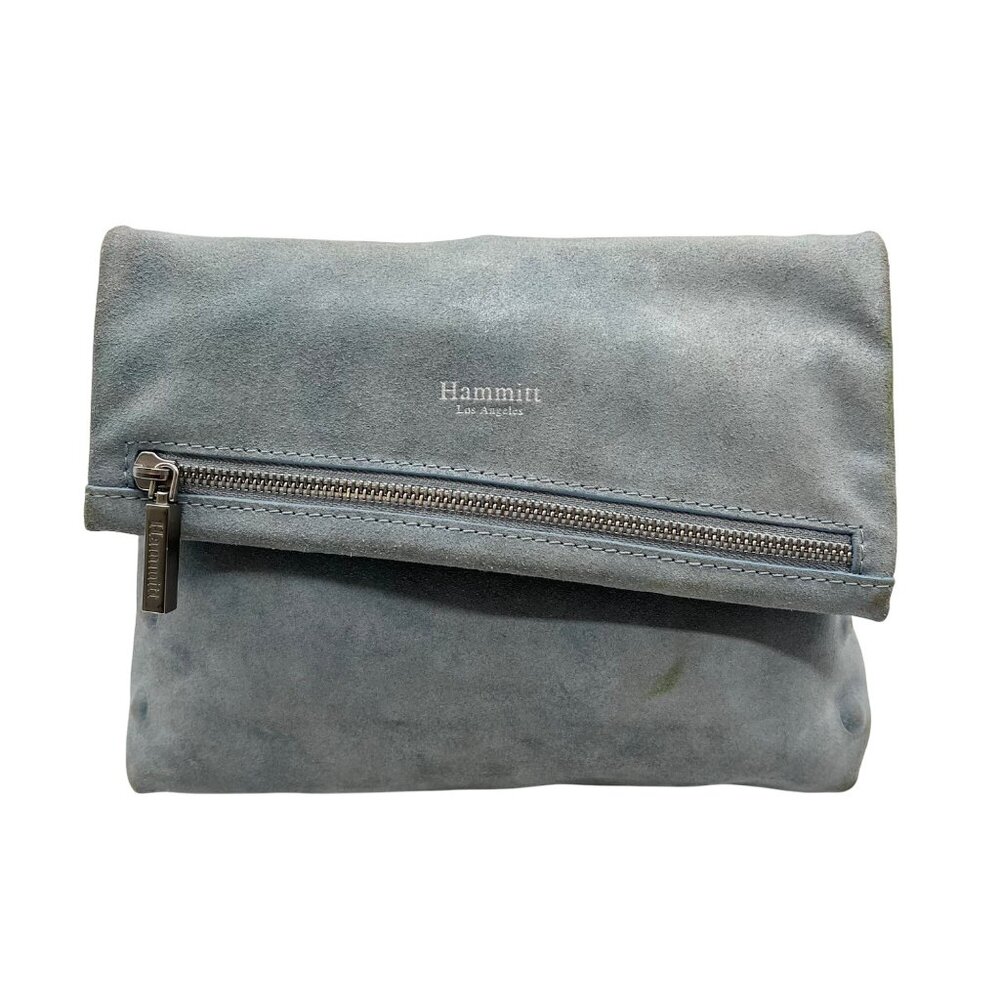 Hammitt Baby Blue Suede Fold Over Medium VIP Crossbody Bag